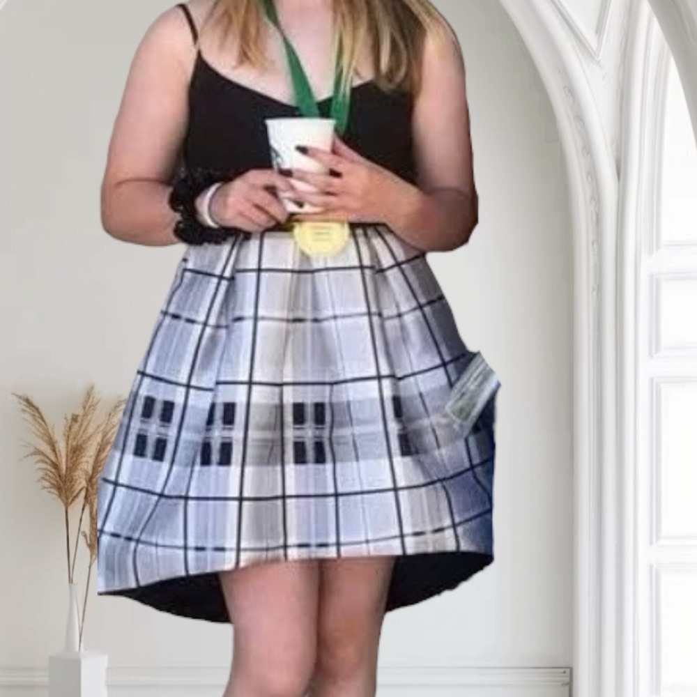 Le Chateau Black and White High Low Dress